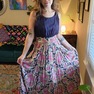 80s Vintage Long Dress Floral